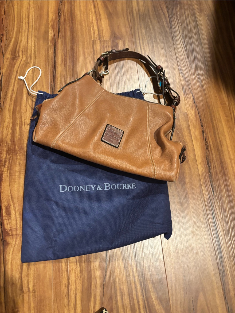 Dooney & Bourke Tan Leather Messenger Bag with Brown Strap